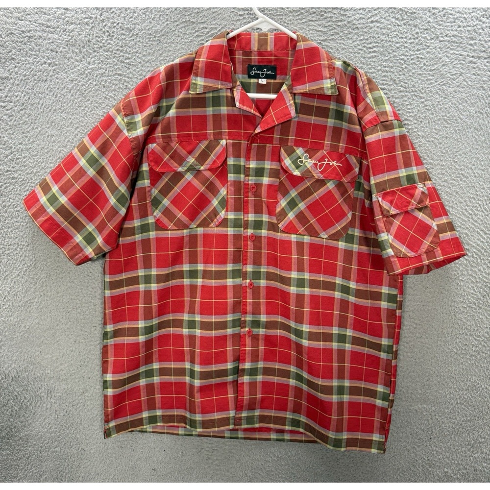 Vintage Sean John Shirt Adult Large Multicolor Plaid Streetwear P Diddy Rap Y2K